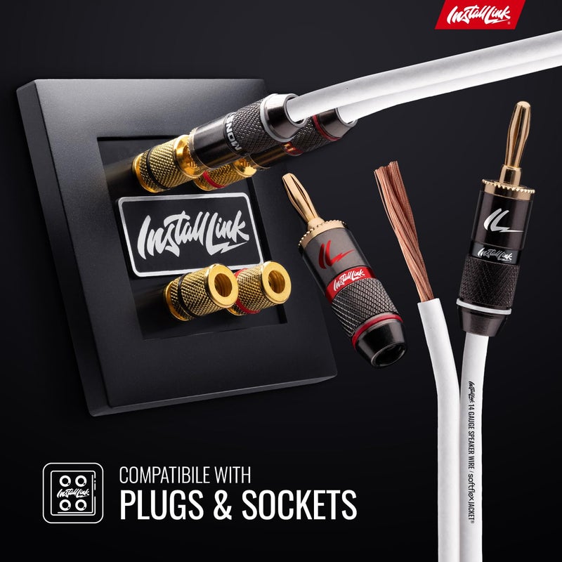 Install Link 14 Gauge Speaker Wire (White) for Car, Home or RV Audio Cable, 100ft, CCA - Image 4